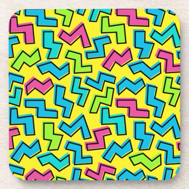 80's/90's Retro Neon Pattern Coaster (Front)