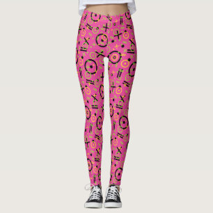 80's/90's Retro Neon Pink Doddle Pattern Leggings