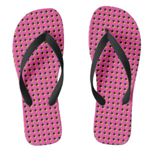 80's/90's Retro Neon Pink Dots Pattern Thongs