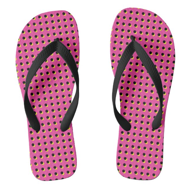 80's/90's Retro Neon Pink Dots Pattern Thongs (Footbed)
