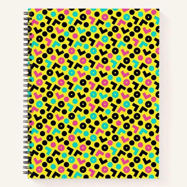 80's/90's Retro Neon Yellow Pattern Notebook (Front)