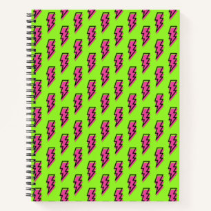 80's/90's Retro Pink Green Lightning Pattern Notebook