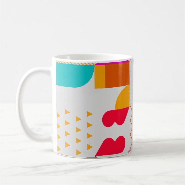 80s-90s Trendy Geometric Background Coffee Mug (Left)