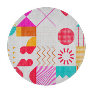 80s-90s Trendy Geometric Background Cutting Board