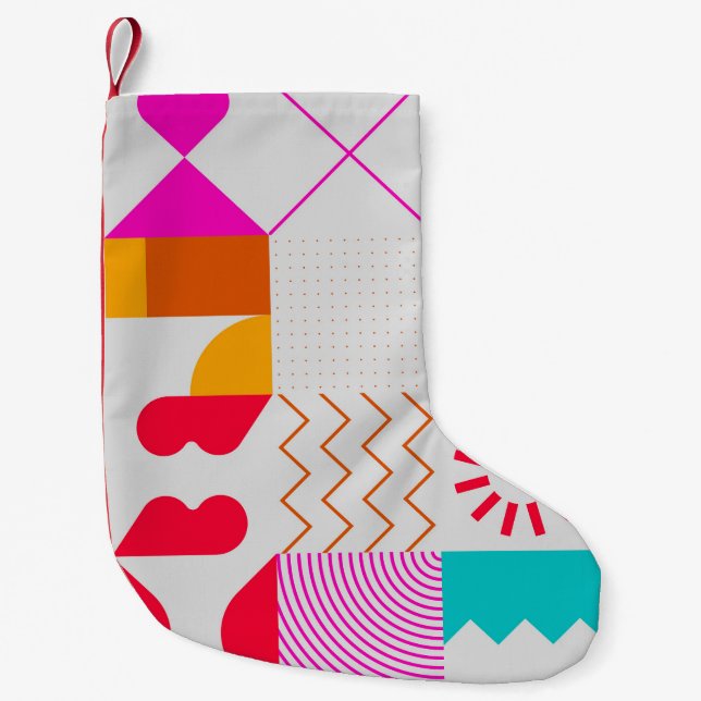 80s-90s Trendy Geometric Background Small Christmas Stocking (Front)
