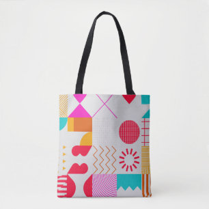 80s-90s Trendy Geometric Background Tote Bag