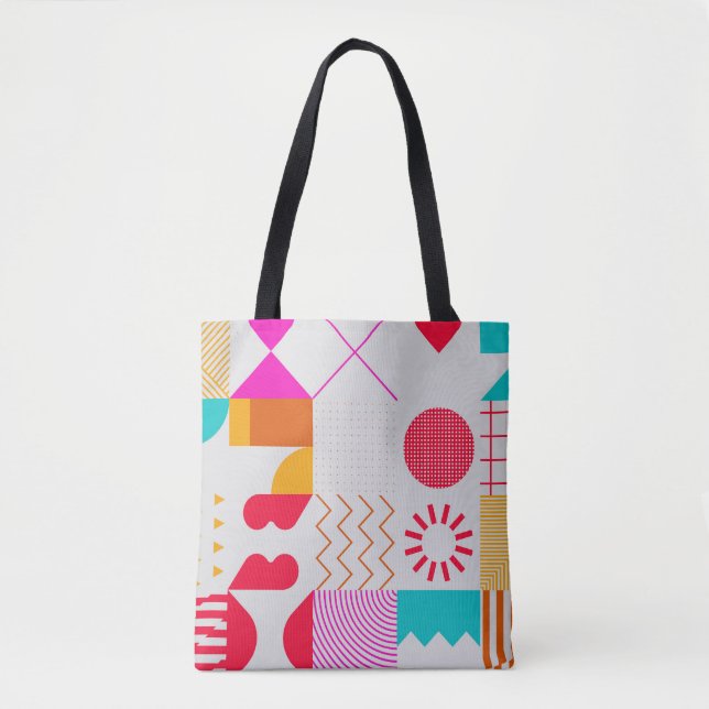 80s-90s Trendy Geometric Background Tote Bag (Front)