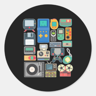 80s 90s Video Game Retro Vintage Clic Arcade Classic Round Sticker
