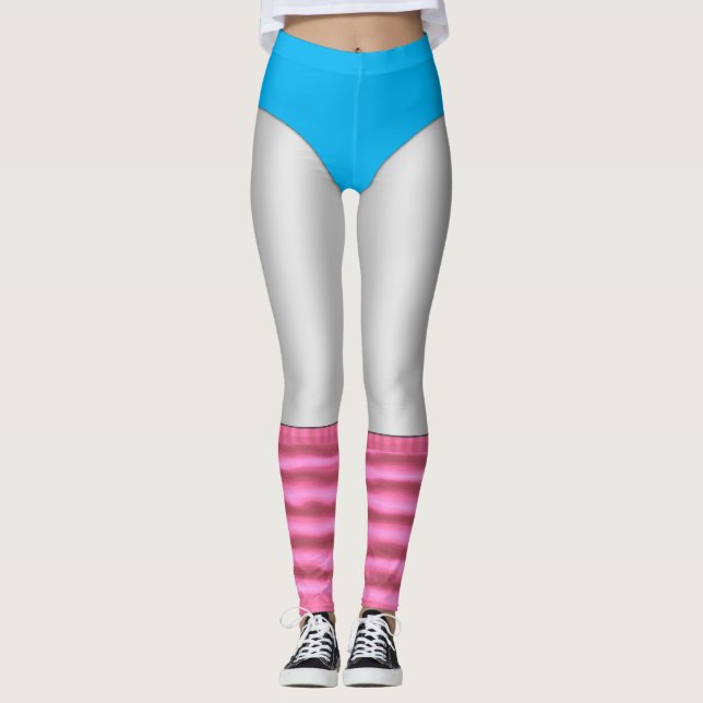 80's Aerobic Workout Leotard and Legwarmers White Leggings (Front)