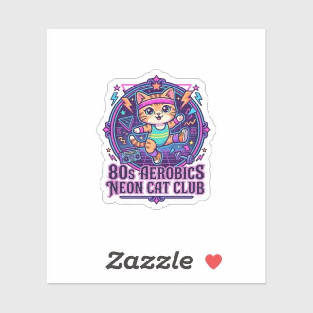 80s Aerobics Neon Cat Funny Cat Lover Design - 80s (Sheet)