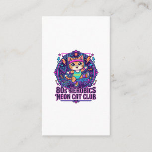 80s Aerobics Neon Cat Funny Cat Lover Design - 80s Business Card