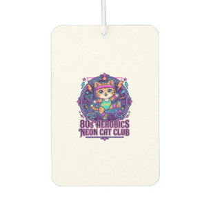 80s Aerobics Neon Cat Funny Cat Lover Design - 80s Car Air Freshener