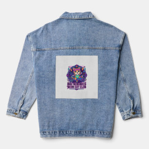 80s Aerobics Neon Cat Funny Cat Lover Design - 80s Denim Jacket