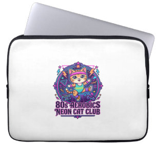80s Aerobics Neon Cat Funny Cat Lover Design - 80s Laptop Sleeve