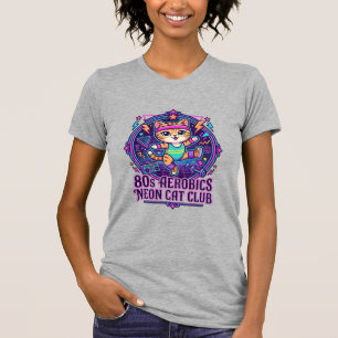 80s Aerobics Neon Cat Funny Cat Lover Design - 80s T-Shirt