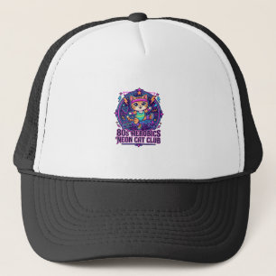 80s Aerobics Neon Cat Funny Cat Lover Design - 80s Trucker Hat
