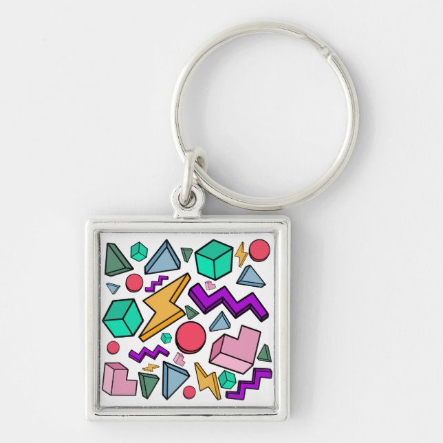 80s Aesthetic Vintage Retro Key Ring (Front)