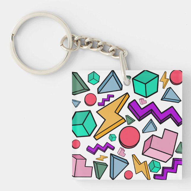 80s Aesthetic Vintage Retro Key Ring (Front)