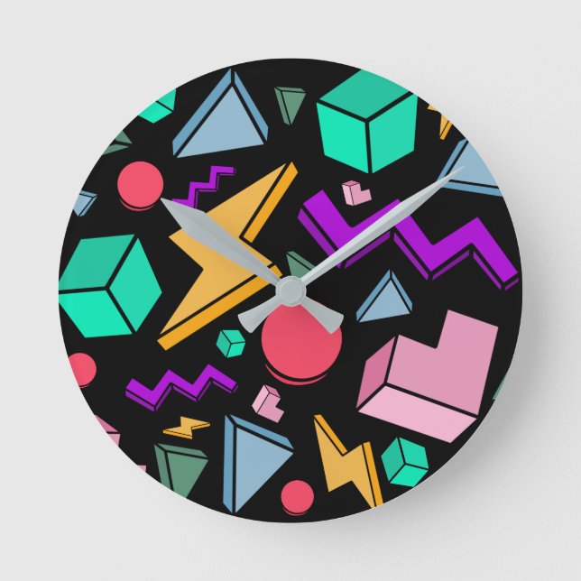 80s Aesthetic Vintage Retro Round Clock (Front)