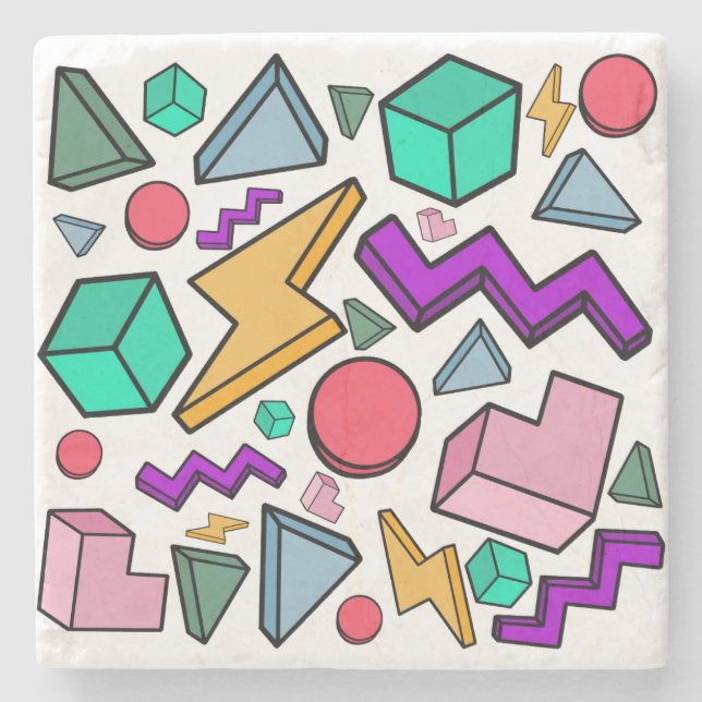 80s Aesthetic Vintage Retro Stone Coaster (Front)