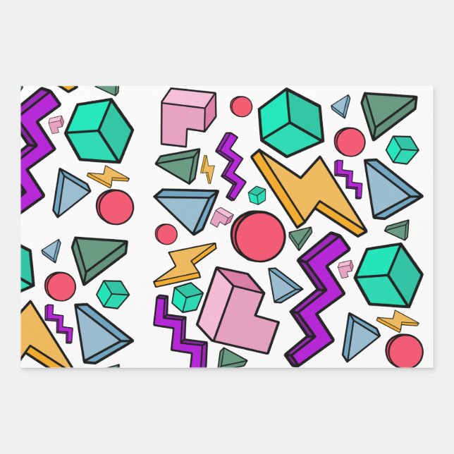 80s Aesthetic Vintage Retro Wrapping Paper Sheet (Front)