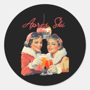 80s Apres Ski Outfit Men Women Skier Freerider Ski Classic Round Sticker
