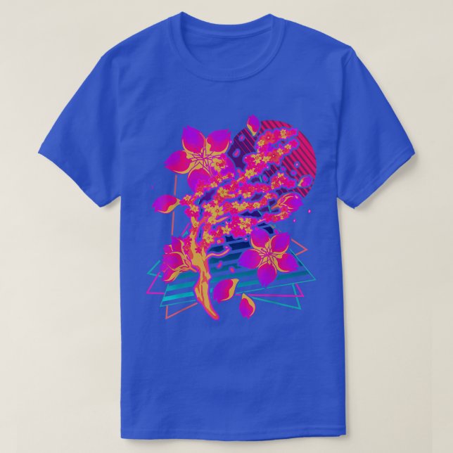 80s Art Sakura Flower Japan Retro Vaporwave Cherry T-Shirt (Design Front)