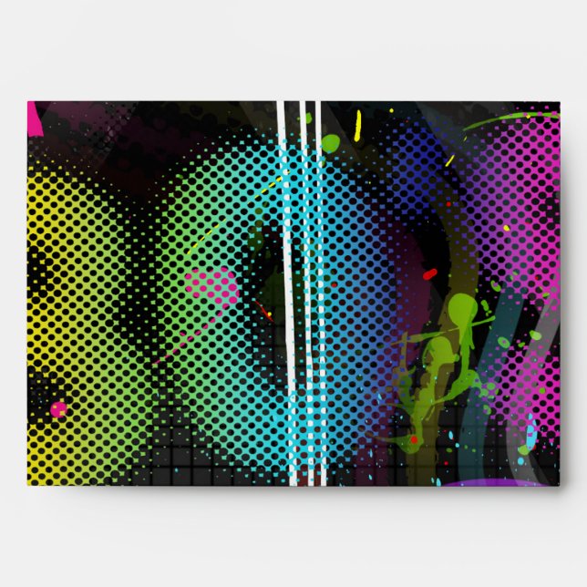 80's Bash Retro Rainbow Splash Birthday Party Envelopes (Front)