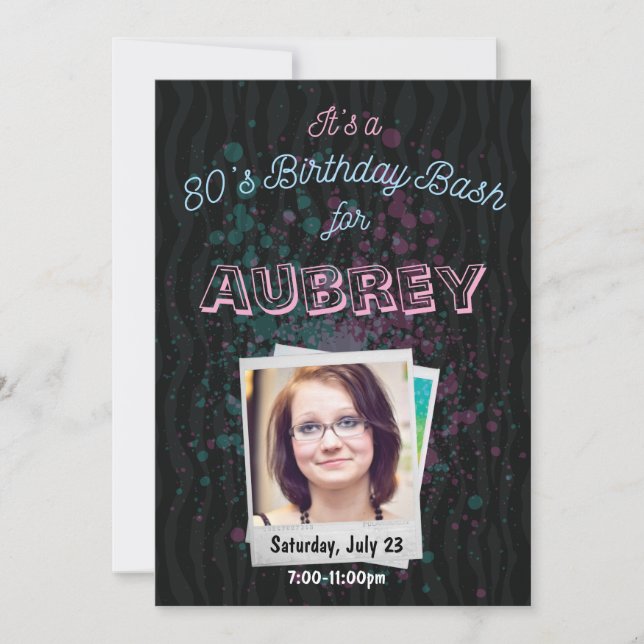 80s Birthday Bash Invitation - 1980s theme 5x7 (Front)