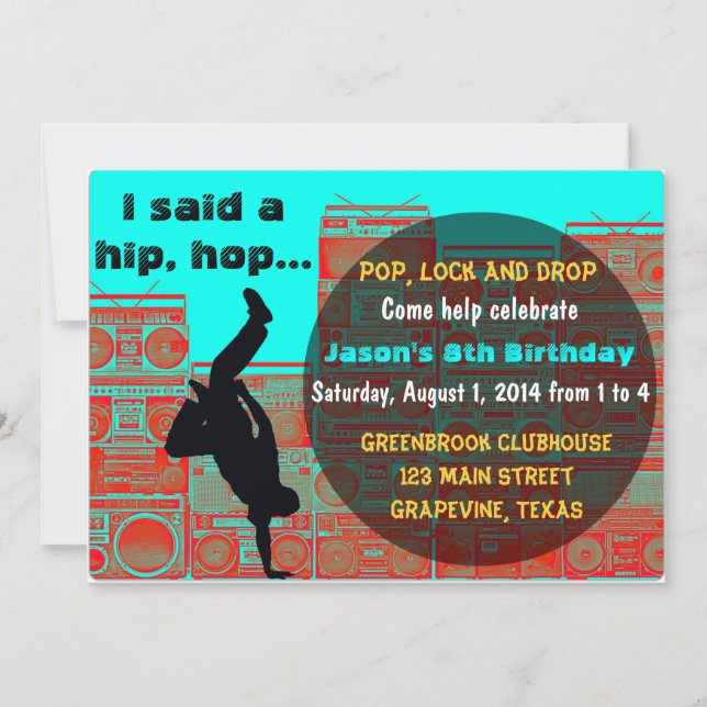 80's Boombox/Break ancing Hip Hop Party Invitation (Front)