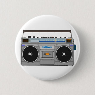 80'S BOOMBOX/GHETTO BLASTER 6 CM ROUND BADGE