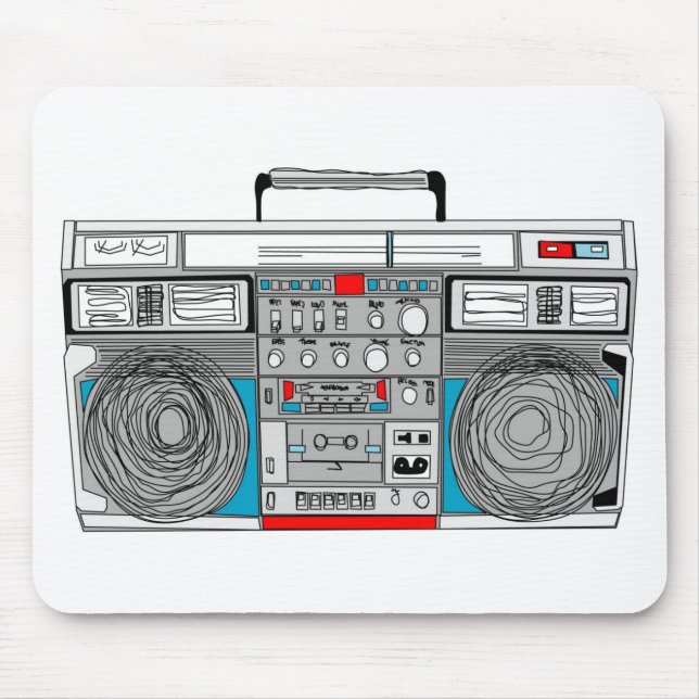 80s boombox illustration mouse pad (Front)