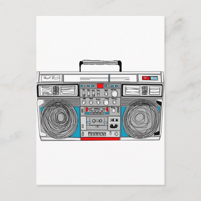 80s boombox illustration postcard (Front)
