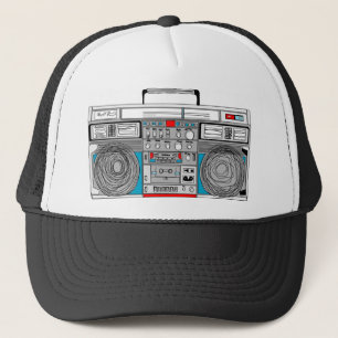 80s boombox illustration trucker hat