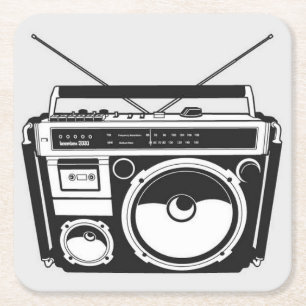 80s Boombox Square Paper Coaster