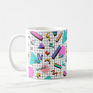 80s Bright Chequered: Vintage Geometric. Coffee Mug