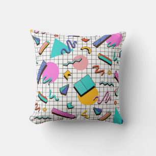 80s Bright Chequered: Vintage Geometric. Cushion