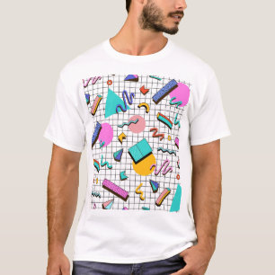 80s Bright Chequered: Vintage Geometric. T-Shirt