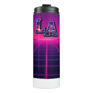 80s California Style Neon LA Typography Art Thermal Tumbler