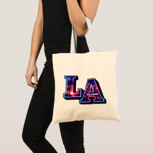 80s California Style Neon LA Typography Art Tote Bag