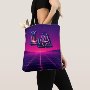 80s California Style Neon LA Typography Art Tote Bag