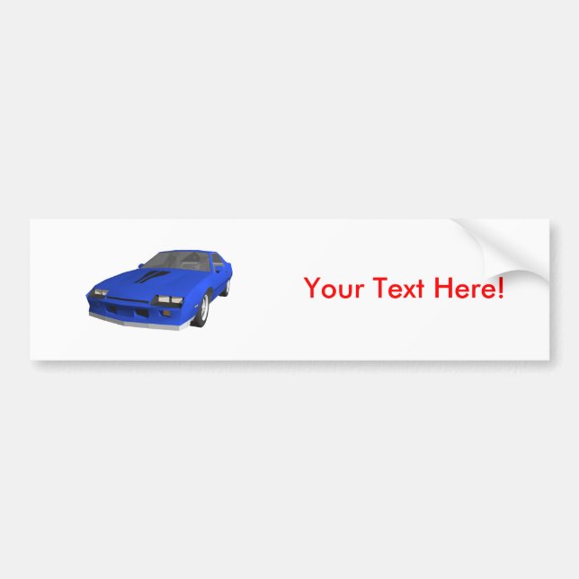 80's Camaro Sports Car: 3D Model: Bumper Sticker (Front)