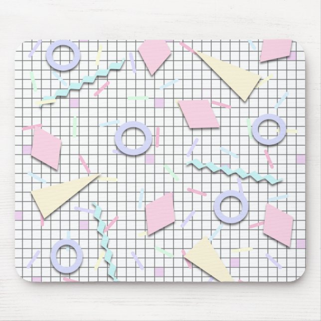 80s Candy Pastel Geo Print Mouse Pad (Front)