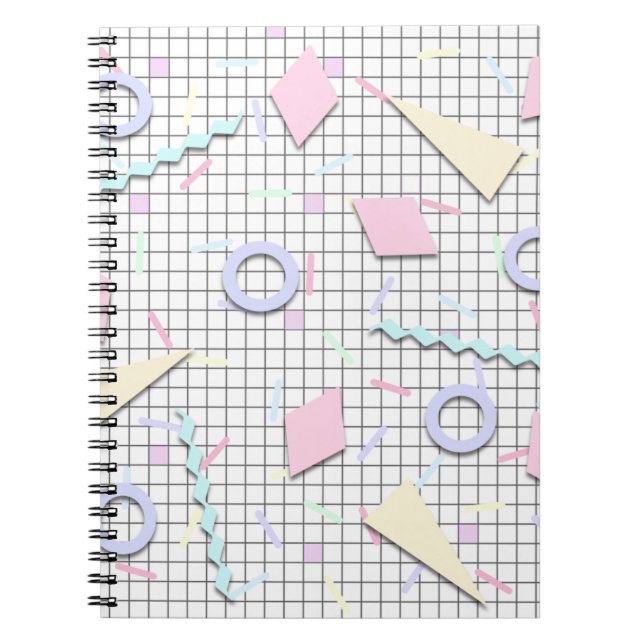 80s Candy Pastel Geo Print Notebook (Front)