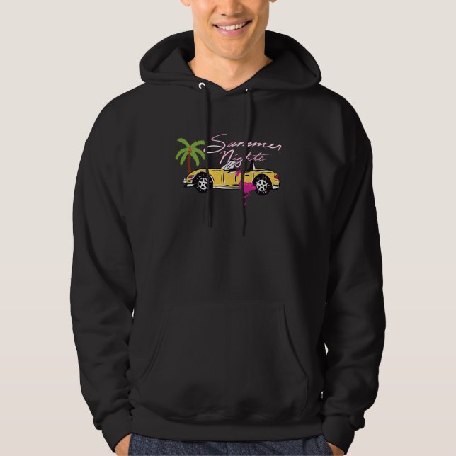 80s Car Summer Nights Pink Y2K Aesthetic Malibu Fl Hoodie (Front)