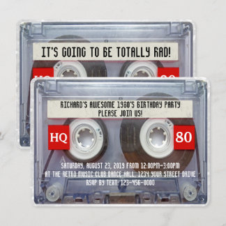 80s Cassette Mixtape 1980's Birthday Party Invitation