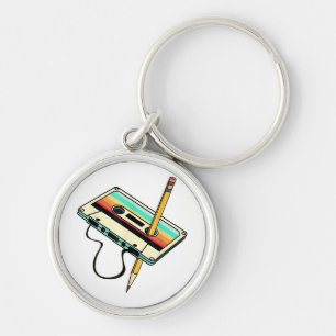 80s Cassette Tape Pencil 1980s Retro Vintage Throw Key Ring