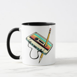 80s Cassette Tape Pencil 1980s Retro Vintage Throw Mug