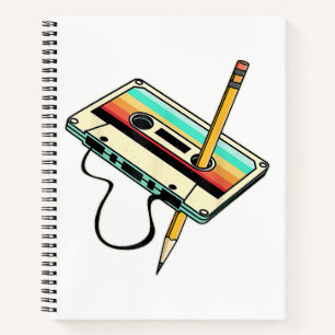 80s Cassette Tape Pencil 1980s Retro Vintage Throw Notebook