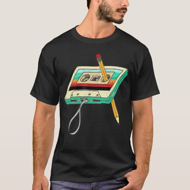 80s Cassetteape Pencil 1980s Retro Vintagehrowback T-Shirt (Front)